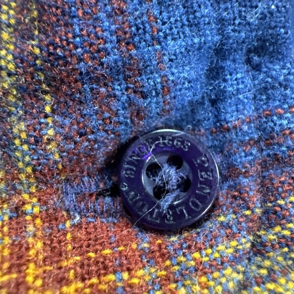 Mens Pendleton Blue Orange Shadow Plaid Trail Shirt Elbow Patch Pad Size Large - Picture 6 of 16